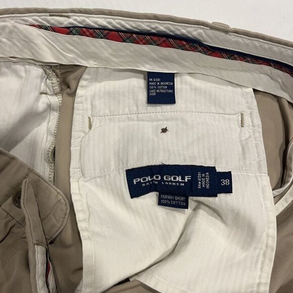 Polo Golf Ralph Lauren Fairway Cotton 38 Tan Flat Front Khaki Short - Picture 3 of 5